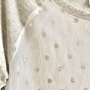 Abercrombie Heather Gray & White Sheer Baseball Tee XS